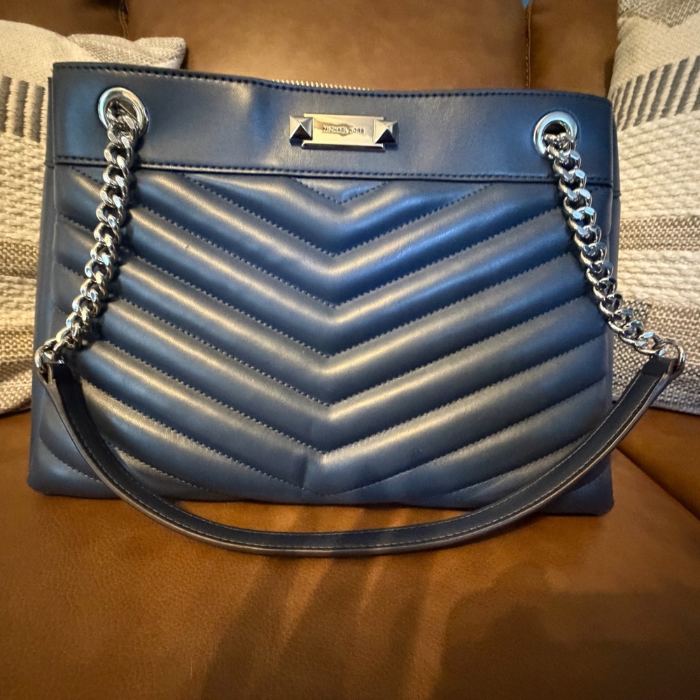 Coach Dark Blue Chevron Shoulder Bag